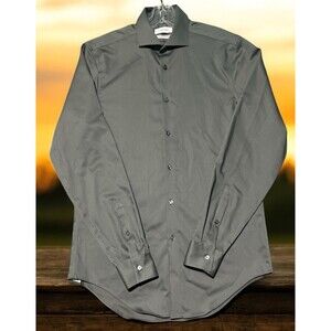 Calvin Klein Dress Shirt Men’s 15 34/35 Slim Fit Infinite Non-Iron Stretch Gray